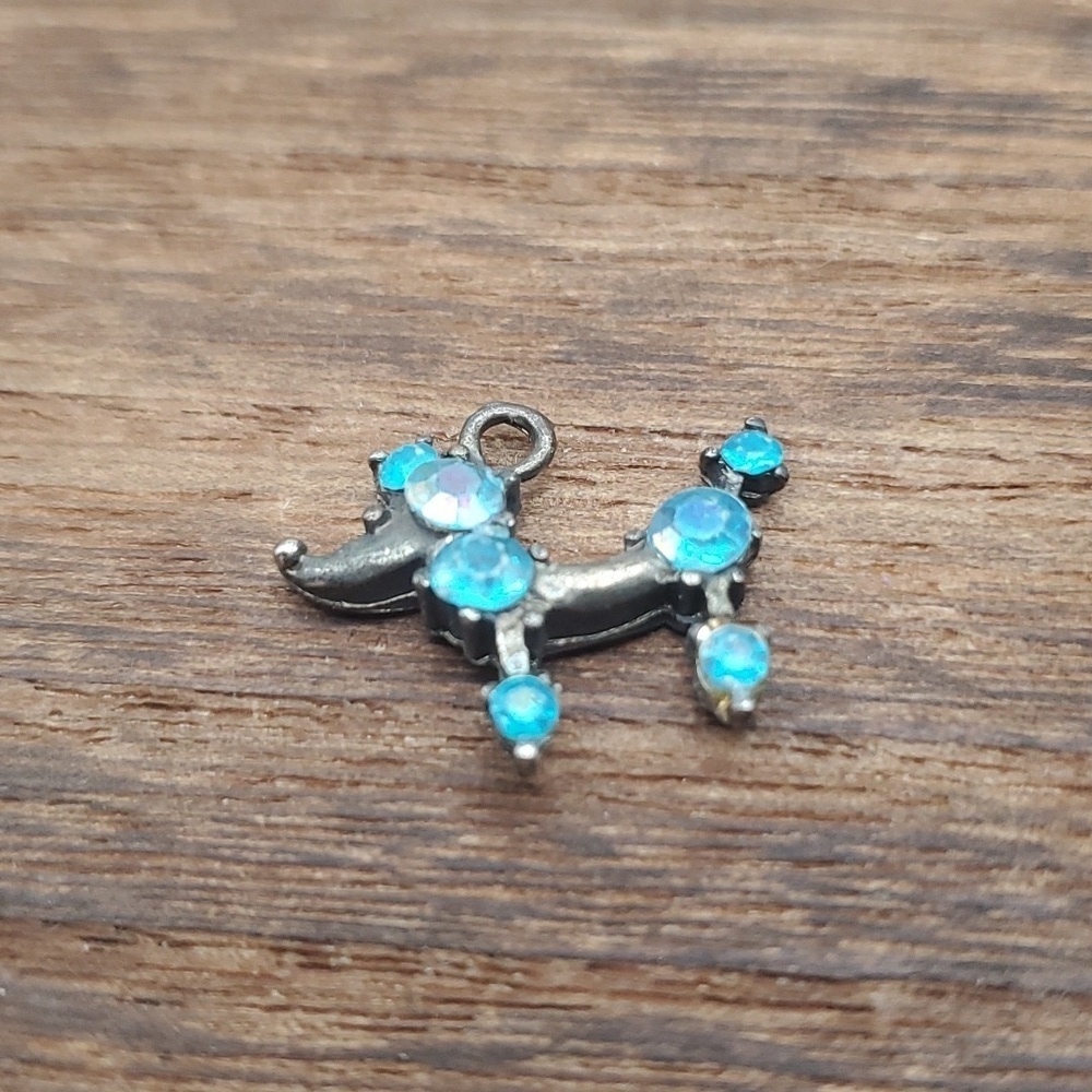 Crystal blue poodle dog‎ pendant